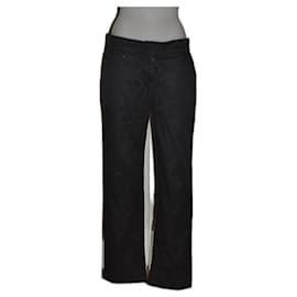 Burberry Leggings with Leather Side Panel in Black Viscose