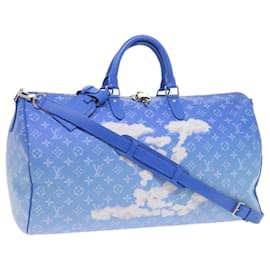 Louis Vuitton-LOUIS VUITTON Monogram Clouds Keepall Bandoulière 50 Sac m45428 Auth LV 56645A-Blanc,Bleu