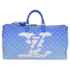 Louis Vuitton-LOUIS VUITTON Monogram Clouds Keepall Bandoulière 50 Sac m45428 Auth LV 56645A-Blanc,Bleu