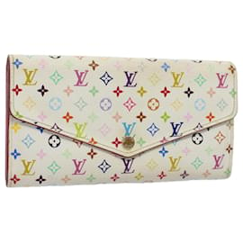 Louis Vuitton-LOUIS VUITTON Multicolor Portefeuille Sarah Long Wallet White M93532 auth 57565-White