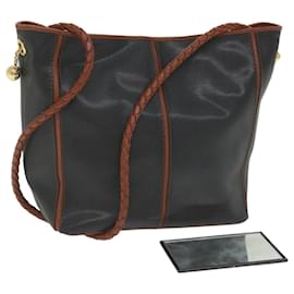Autre Marque-BOTTEGA VENETA Shoulder Bag PVC Leather Black Brown Auth bs9631-Brown,Black
