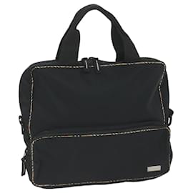 Burberry-BURBERRY Nova Check Hand Bag Nylon Black Auth yk9097-Black