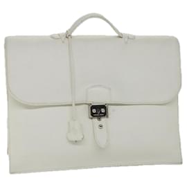 Hermès-HERMES Sac Adepesh Business Bag Cuir Blanc Auth bs9397-Blanc