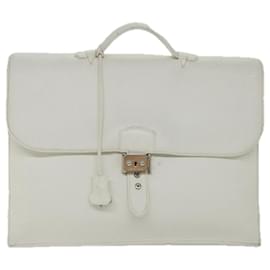 Hermès-HERMES Sac Adepesh Business Bag Cuir Blanc Auth bs9397-Blanc