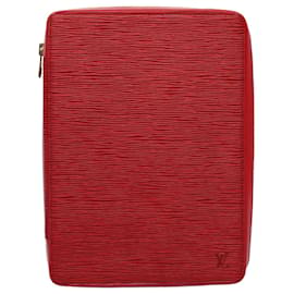 Louis Vuitton-LOUIS VUITTON Epi Agenda Voyage Tagesplaner-Einband Rot LV Auth 57198-Rot
