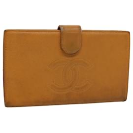 Chanel-CHANEL Wallet Caviar Skin Brown CC Auth bs9538-Brown