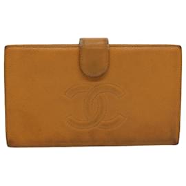 Chanel-CHANEL Wallet Caviar Skin Brown CC Auth bs9538-Brown