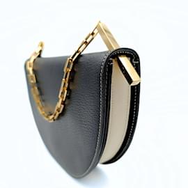 Fendi-Fendi Fendi two-tone leather handbag with chain-Black