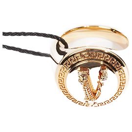 Anello Versace V Logo Circle placcato oro 17 D'oro