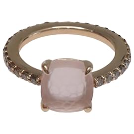 Pomellato-Nudo-Diamantring mit Diamanten aus Roségold und rosa Quarz-Golden