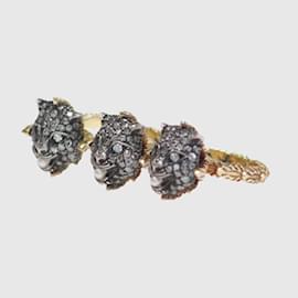 Gucci-Diamond & Pearl Le Marché Des Merveilles lined Finger Ring-Golden