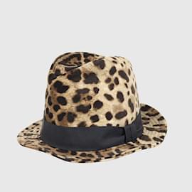 Dolce & Gabbana-Sombrero Fedora con estampado de leopardo-Otro