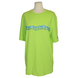 Moschino-Camiseta con cuello redondo estampada verde lima-Verde
