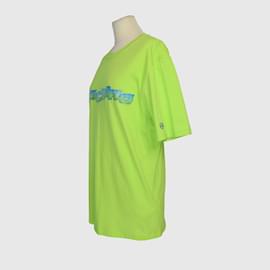 Moschino-Lime Green Printed Crew T Shirt-Green