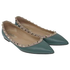 Valentino Ballerine Rockstud verde acqua verde beige Beige