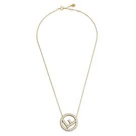 Fendi-Gold-tone Crystal Logo F is Fendi Necklace-Golden