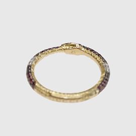 Gucci-Ouroboros Diamond & Stone Pavé Snake Ring-Golden