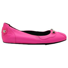 Balenciaga-Balenciaga Studded Ballet Flats in Pink Leather-Pink