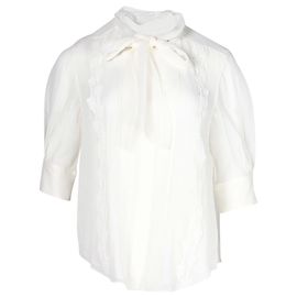 Chloé Chloe-Bluse mit Schalkragen aus weißer Seide Weiß