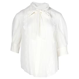 Chloé-Chloe-Bluse mit Schalkragen aus weißer Seide-Weiß