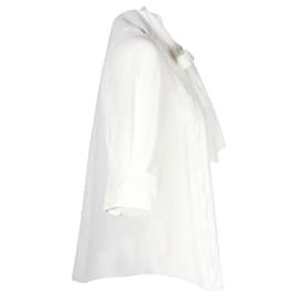 Chloé-Chloe Scarf Collar Blouse in White Silk-White