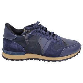 Valentino Garavani Camo Rockrunner Sneakers in Blue Suede Blue