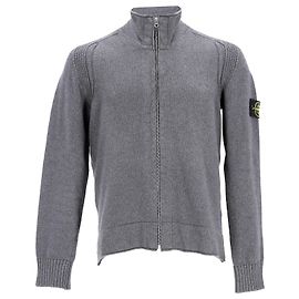 Stone Island Zipped High Neck Jacket in Grey Cotton Grey