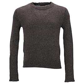 Balmain Knitted Crewneck Sweater in Brown Wool Brown