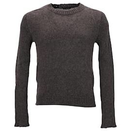 Balmain-Balmain Knitted Crewneck Sweater in Brown Wool-Brown