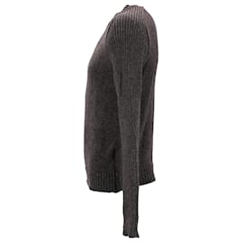 Balmain-Suéter Balmain de malha com gola redonda em lã marrom-Marrom