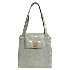 Yves Saint Laurent-Yves Saint Laurent Leather Flap Tote Bag  Leather Tote Bag in Good condition-Grey