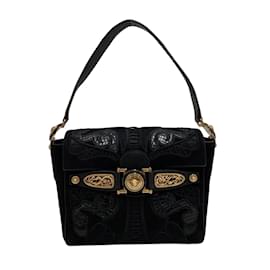 Versace-Leather Medusa Handbag-Black