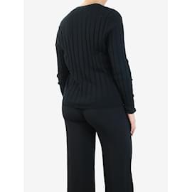 Allude-Black ribbed cotton and silk-blend cardigan - size L-Black