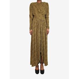 Isabel Marant-Yellow printed padded-shoulder midi dress - size FR 38-Yellow