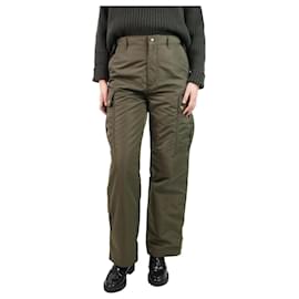 Céline-Olive green nylon cargo trousers - size UK 8-Green