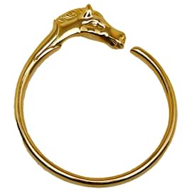 Hermès-Hermes Gold Horse Head Bangle-Golden