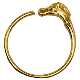 Hermès-Hermes Gold Horse Head Bangle-Golden