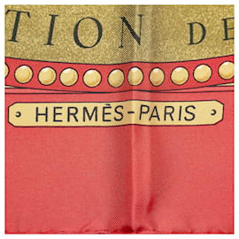 Hermès-Hermes Red Présentation de Chevaux Silk Scarf-Rouge