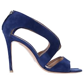 Gianvito Rossi-Sandali con tacco cut-out Gianvito Rossi in camoscio blu navy-Blu,Blu navy