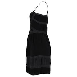 Moschino-Moschino Robe sans manches bordée de dentelle en coton noir-Noir
