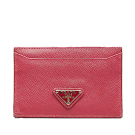 Prada-Saffiano Leather Card Case-Pink