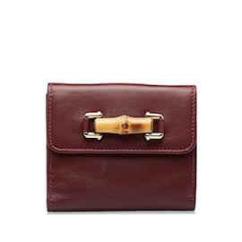 Gucci-Bifold-Geldbörse aus Leder aus Bambus 035 0416-Rot