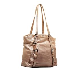 Prada-Prada Leather Gradient Shoulder Tote Bag BR4052-Beige