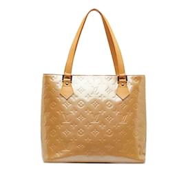 Louis Vuitton-Louis Vuitton Bolso tote de cuero Vernis Houston con monograma M91340 en buen estado-Castaño