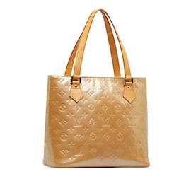 Louis Vuitton-Louis Vuitton Bolso tote de cuero Vernis Houston con monograma M91340 en buen estado-Castaño