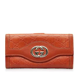 Gucci-Gucci Guccissima Leather Sukey Wallet Leather Long Wallet 282426 in Good condition-Brown