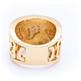 Autre Marque-Gold ring, diamonds and enamel-Golden