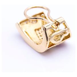 Autre Marque-Ohrringe aus Gelbgold mit Diamanten und Emaille.-Golden