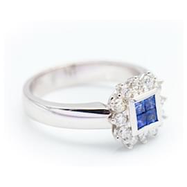 Autre Marque-Ring with Diamonds and Sapphires-White