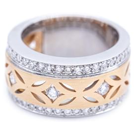 Autre Marque-Two-tone ring with diamonds-Silvery,Golden